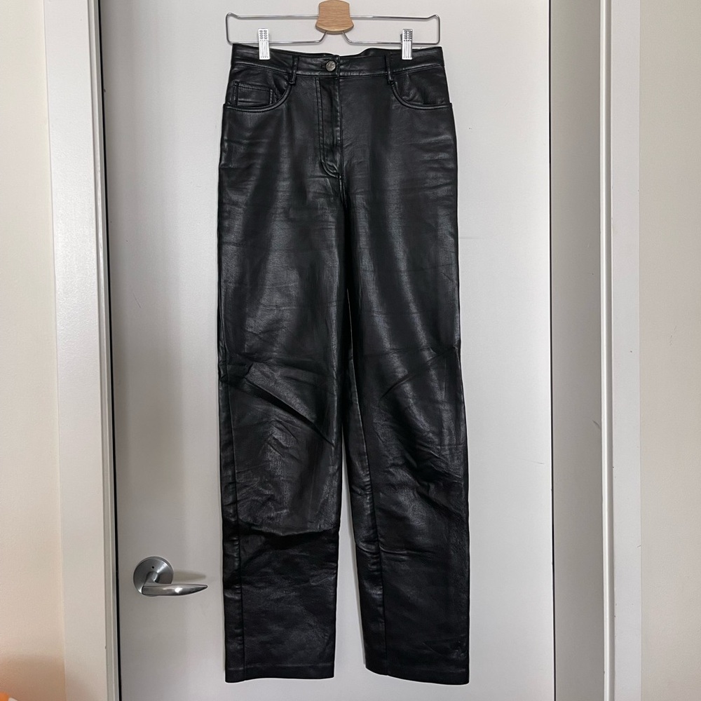 Black vegan leather pants